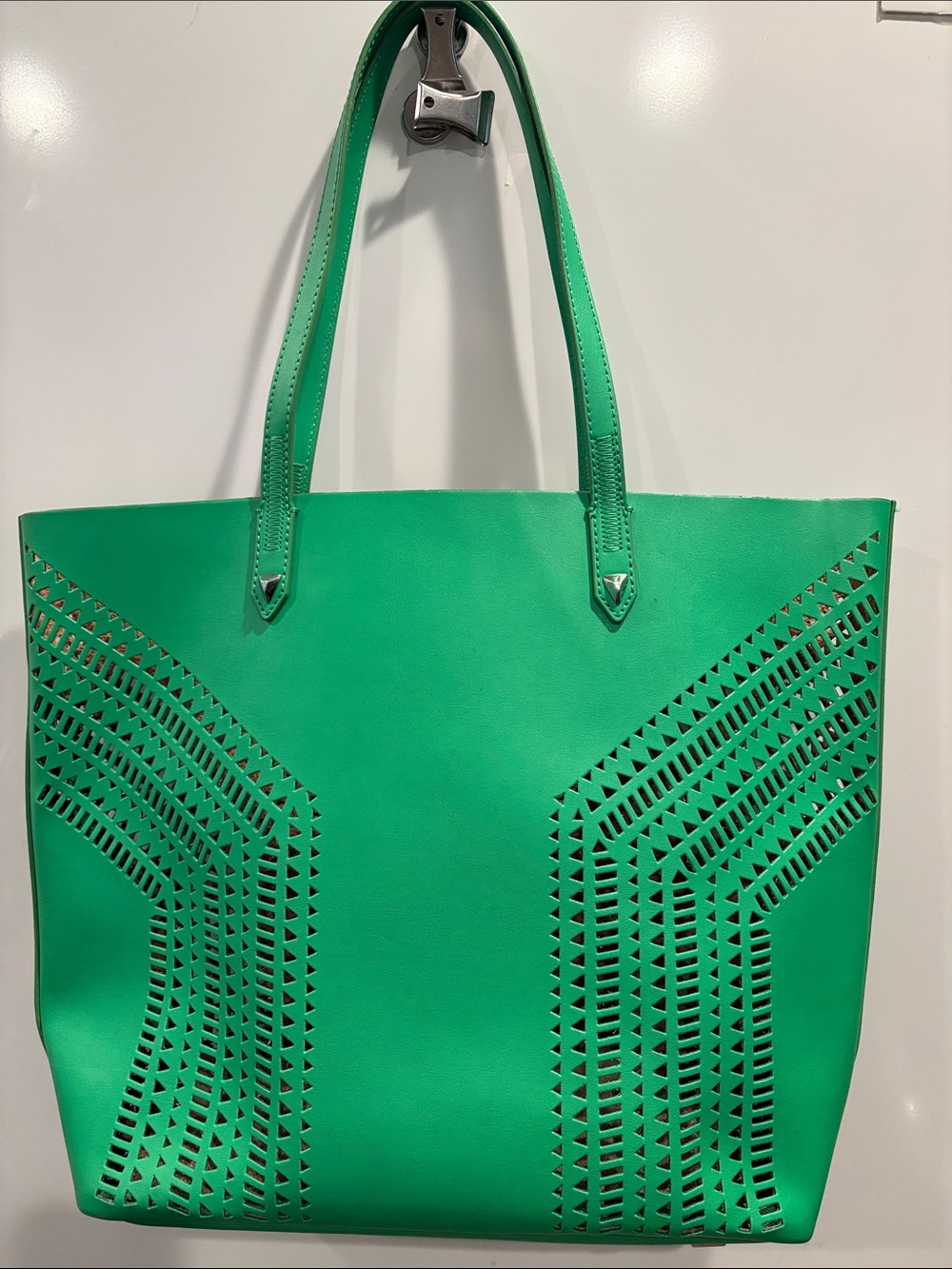 Stella & Dot Fillmore Green Laser Cut Tote Bag w Removable Pouch